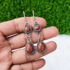 Pendientes de Piedras Preciosas Goldstone, Plata 925, Cristal, Estilo Boho, Hechos a Mano, de Lujo, para Boda y Fiesta, Regalo para Ella - Product Image 6