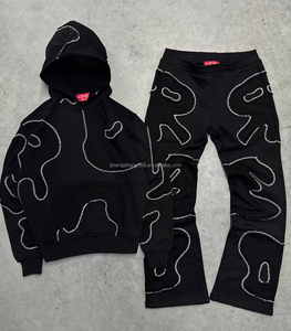 ชุดวอร์มและเสื้อมีฮู้ดแบบวินเทจชุดวอร์มขาบานปักลายตามสั่ง - Product Image 1