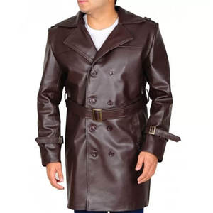 High Quality Men's <b>Leather</b> Long <b>Coat</b> Comfortable Size Latest Design Customizable Logo <b>Coat</b> Wholesale Jacket Blazer <b>Trench</b> - Product Image 6
