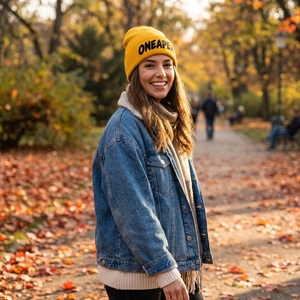 Yellow Black Knit Beanie Hat Ribbed Cuff <b>Winter</b> <b>Cap</b> Unisex Streetwear Fashion Headwear Custom Wholesale OEM Maker - Product Image 3