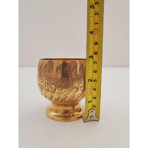 Copa de vino de cáliz de latón grabado pequeño Vintage, copa de vino moderna de mediados de siglo, Copas de cristal de Metal, decoración de barware de Hollywood Regency - Product Image 6