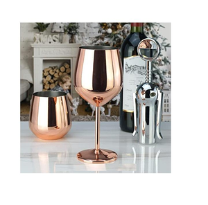 Gobelet à vin sous vide de luxe en gros avec long pied plaqué cuivre Saniya Handicraft pour bar, restaurant, usage domestique - Product Image 1