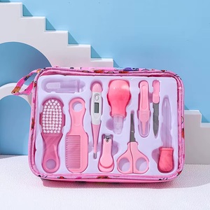 Kit de Cuidado para Bebé 10 en 1 en Bolsa, Set de Cepillo y Peine para Uñas y Cabello, para Recién Nacidos, Bebés y Niños Pequeños, Color Rosa, Portátil, para Manicura y Pedicura - Product Image 1