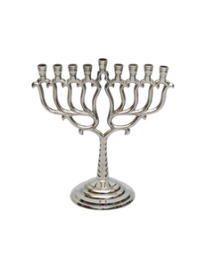 Portavelas Judío de latón Menorah hecho a mano elegante Judaica para Navidad decorativo niquelado arte y coleccionable - Product Image 1