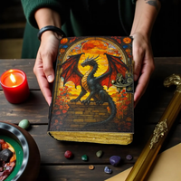 Carnet en cuir imprimé dragon fait main, livre de sorts fantaisie, livre de sorts Wiccan païen, carnet à couverture rigide, Halloween, Remise de diplôme