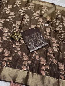 ชุดผ้าแพรลายมอสและซาริชุดแฟนซีเสื้อเบลาส์ผ้าแจ็กการ์ดปักลายสำหรับใส่ทำงานแฟชั่นผู้หญิง - Product Image 4