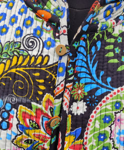 Black Patchwork Quilted Jacket for <b>Women</b>, <b>Women</b> Cotton Jacket Reversible Black Jacket All Size <b>S</b>/M/L/XL/2XL/3XL - Product Image 5