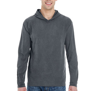 Unisex Cotton Long Sleeve Hooded T-Shirt Heather Grey <b>Blue</b> Cotton <b>Hoodie</b> - Product Image 4