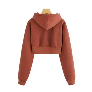 เสื้อผ้าออกกำลังกายผู้ชาย เสื้อฮู้ดครอปพิมพ์ลายซิปสำหรับฤดูหนาว ขายส่งแบบกำหนดเองได้ - Product Image 2