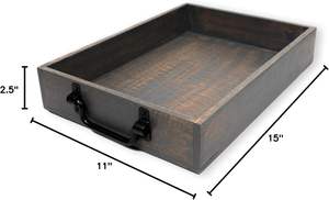 Plateau en bois fait main avec poignées en métal plateau de service décoratif pour le petit déjeuner au lit café fête taille personnalisée couleur bois naturel - Product Image 6