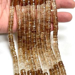 Perles de pierres précieuses marron topaze impériale de haute qualité 6-7mm brin de perles de coupe pour la guérison et la fabrication de bijoux - Product Image 5