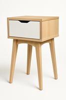 Table de chevet en bois durable certifiée, style traditionnel minimaliste, 1 tiroir, en pin, mobilier de chambre, bois d'hévéa, origine Vietnam