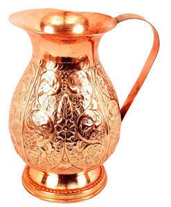 Jarra de agua de cobre con diseño grabado hecho a mano para cocina y Decoración de mesa, uso en restaurantes de hoteles y hogares a precio mayorista - Product Image 1