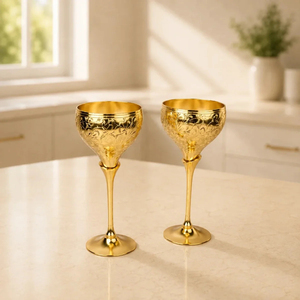 Verre à vin minimaliste en laiton doré à long pied pour bar et mariage - Compatible lave-vaisselle et écologique - Product Image 5