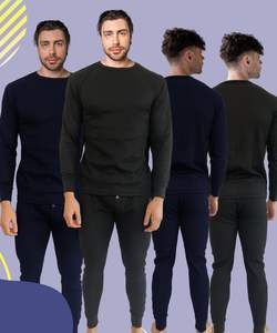 Conjunto térmico de gofres de 2 piezas para Hombre | Camisa de manga larga, Pantalones | Conjunto de capa base térmica para clima frío - Product Image 2
