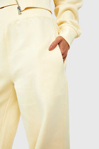 Pantalones de cintura alta Pantalones deportivos Logotipo personalizado Color sólido 100% Algodón Corte recto algodón polar Pantalones de chándal de pierna ancha para mujer - Product Image 2