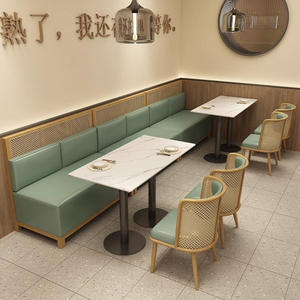 Muebles de cafetería hechos a medida restaurante de comida rápida café verde cabina asientos modernos - Product Image 2