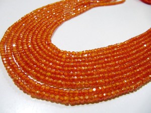 Cuentas de piedra facetada de circonita cúbica de cornalina naranja Natural CZ Rondelle, hebra de 3mm, 13 pulgadas de largo - Product Image 3