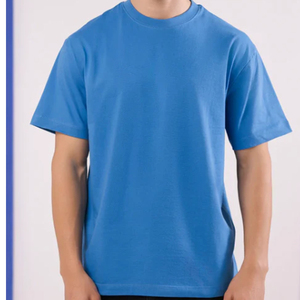 T-shirts unisexes 100% coton Impression personnalisée devant Jersey uni 180g T-shirts pour hommes bleu col rond manches courtes Séchage rapide - Product Image 1