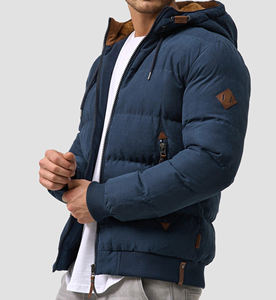 เสื้อแจ็คเก็ตบอมเบอร์พัฟเฟอร์ผู้ชายสไตล์ไฮสตรีทสำหรับฤดูหนาว  ผ้าหนา  ทันสมัย  สีสันสดใส  ด้านหน้าผ้าแคนวาส  กันน้ำ  กันลม  มีฮู้ด - Product Image 3