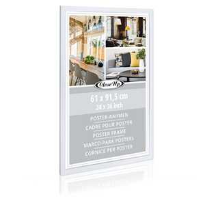 Cadre photo décoratif en bois blanc 61 x 91,5 cm, style carré à suspendre, format A3, cadre photo miroir à rabat, fabriqué en bambou et toile - Product Image 2