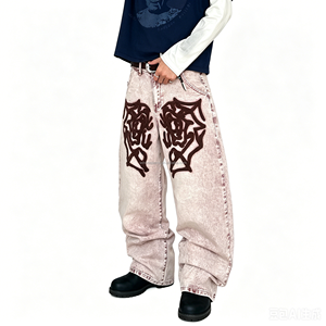 Ventes directes d'usine, jeans de rue pour hommes en coton, style gothique évasé et ample, pantalons en denim - Product Image 5