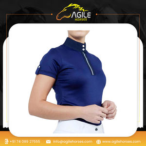 Nueva venta al por mayor de camisas de espectáculo de cuello levantado hechas a medida Baselayer Top camisa de equitación Ecuestre para mujeres a los precios más bajos - Product Image 6