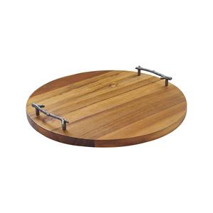 Plateau de service en bois rond moderne avec poignée en métal de haute qualité Restaurant Hotel Home Kitchen Use Servant du café et du thé - Product Image 3