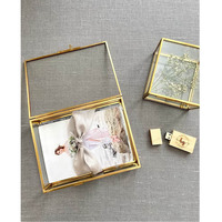 Meilleurs prix de gros, boîte de rangement pour bijoux élégante en métal et verre de haute qualité, de forme carrée, avec taille personnalisée pour bagues, pendentifs, etc.