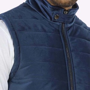 Venta al por mayor 2024 invierno High Street Style hombres chaleco acolchado impermeable lona chaquetas sin mangas Vintage bordado cremallera - Product Image 2