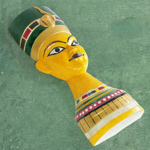 Tradicional 16 pulgadas tallado a mano patrón Vertical Kushmandi máscara de madera Tribal decoración del hogar arte de pared para boda y cumpleaños colgante - Product Image 4