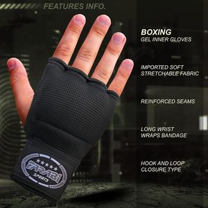 Gants d'entraînement Farabi personnalisés avec logo, vente en gros, bandages de boxe, MMA, Muay Thai, équipement d'arts martiaux, rembourrage en gel - Product Image 3
