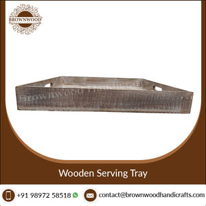 Gran oferta, bandeja para servir tallada en madera MDF cuadrada grande con asas, exportador indio, uso multiusos para comida casera, bandejas de precio barato - Product Image 4