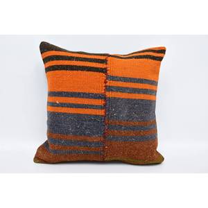 Almohada de lana de retazos Kilim naranja de lujo de 16x16 pulgadas almohada decorativa Vintage patrón esponjoso portátil para ropa de cama sofá - Product Image 1