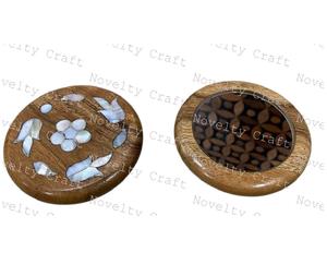 Cadeau de miroir de maquillage cosmétique en bois et nacre de petite taille de poche pour dames et filles - Product Image 6