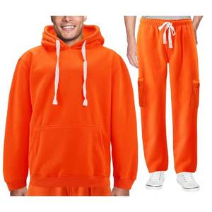 Chándal de lana de 2 piezas para hombre, sudaderas con capucha gruesas y pantalones, ropa deportiva cálida, ropa de tendencia Hip Hop, invierno y otoño - Product Image 1