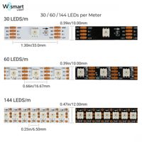 Bande lumineuse LED RGB adressable WS2815, 30, 60, 144 LED, étanche IP68, programmable, à changement de couleur, flexible, en forme de ruban à pixels