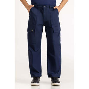 Pantalon cargo coupe ample MN-TRC-SS25-006 en toile formelle, taille mi-haute, coupe droite, léger, avec fermetures éclair colorées décoratives, taille XL - Product Image 1