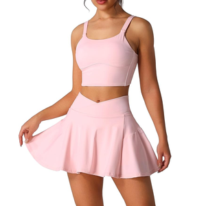 Ensembles 2 pièces de robes de tennis pour femmes : hauts courts plissés taille haute et jupes, tenues de golf et d'entraînement - Product Image 3