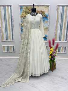 Launch – robe longue de soirée et Dupatta, ensemble de vêtements de styliste, tissu Faux Georgette, tenue traditionnelle, robe fantaisie décontractée - Product Image 4