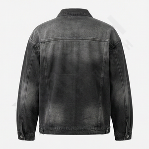 Chaqueta Vaquera de Talla Grande para Hombre, Estilo Vintage, Lavada, Desgastada, Corte Holgado, Cuello Camisero, Bolsillos, Ropa Exterior Informal para Otoño y Primavera - Product Image 2