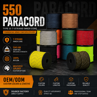 Großhandel 4mm Paracord 550 Typ III 7-Strang Nylon Taktisches Fallschirmseil für Outdoor Camping Überlebensausrüstung