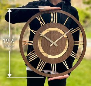 Roman Numbers Silent Unique Wood Minimalist Wall <b>Clock</b> <b>Gold</b> Numbers Decor Fancy Watch Vector Template Glow Forge Laser <b>Clock</b> - Product Image 5