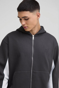 Nuevo diseño chándal 100% algodón logotipo personalizado pantalones apilados y cremallera Sudadera con capucha chándal para hombres - Product Image 6