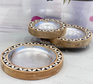 Arbolado y metal con concha Bandeja para servir Cocina Charcutería Queso Sushi Fruta Postre Aperitivos Platos Tablero - Product Image 4