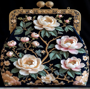 Opulent gold frame <b>clutch</b> entirely encrusted with various sizes of creamy <b>pearls</b>. Available at wholesale prices. - Product Image 3