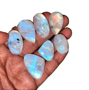 High Grade White Rainbow Moonstone Loose Gemstone Mix Size Top Quality Natural Rainbow Moonstone Wholesale Cabochon For Jewelry