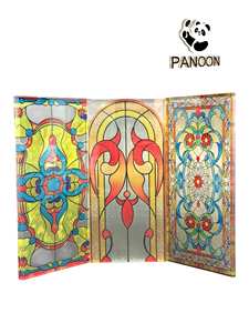Panneau décoratif en verre teinté de cathédrale d'art trempé de modèle CG-01 pour des portes/fenêtres intérieures d'escalier de salle de bains - Product Image 2