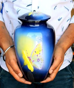 Urna Funeraria de Metal, Estilo Americano, con Diseño de Mariposa, Tamaño Estándar, Capacidad de 200 Pulgadas Cúbicas, para Adultos, Mujeres - Product Image 5