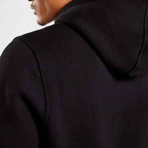 Sudadera con capucha de bolsillo canguro para hombre con manga larga bordada colección personalizada al por mayor estampado negro liso para verano - Product Image 5